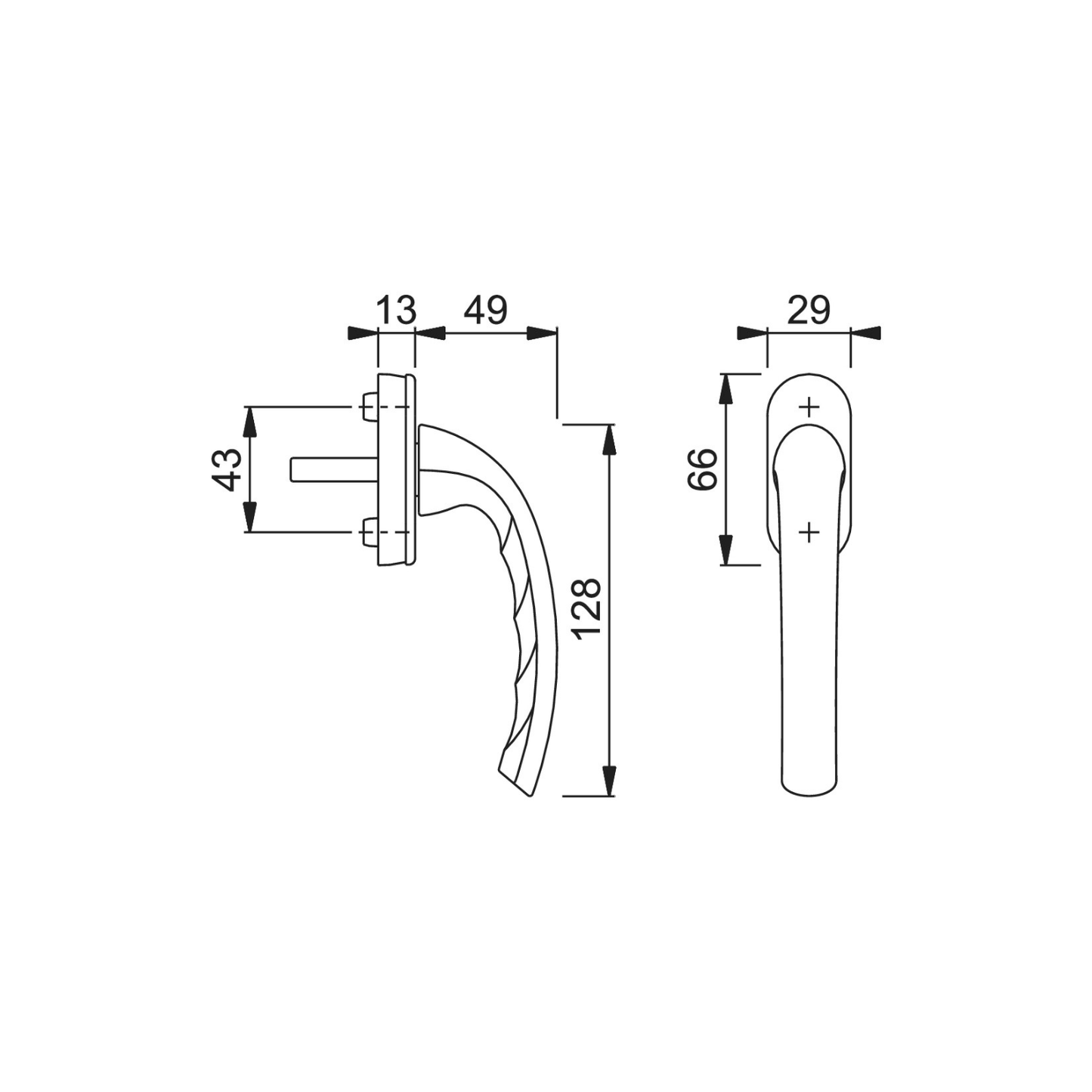HOPPE Fenstergriff Tokyo aus Aluminium - 7mm Vierkant, 10mm Nocken, 90° Rasterung, verkehrsweiß
