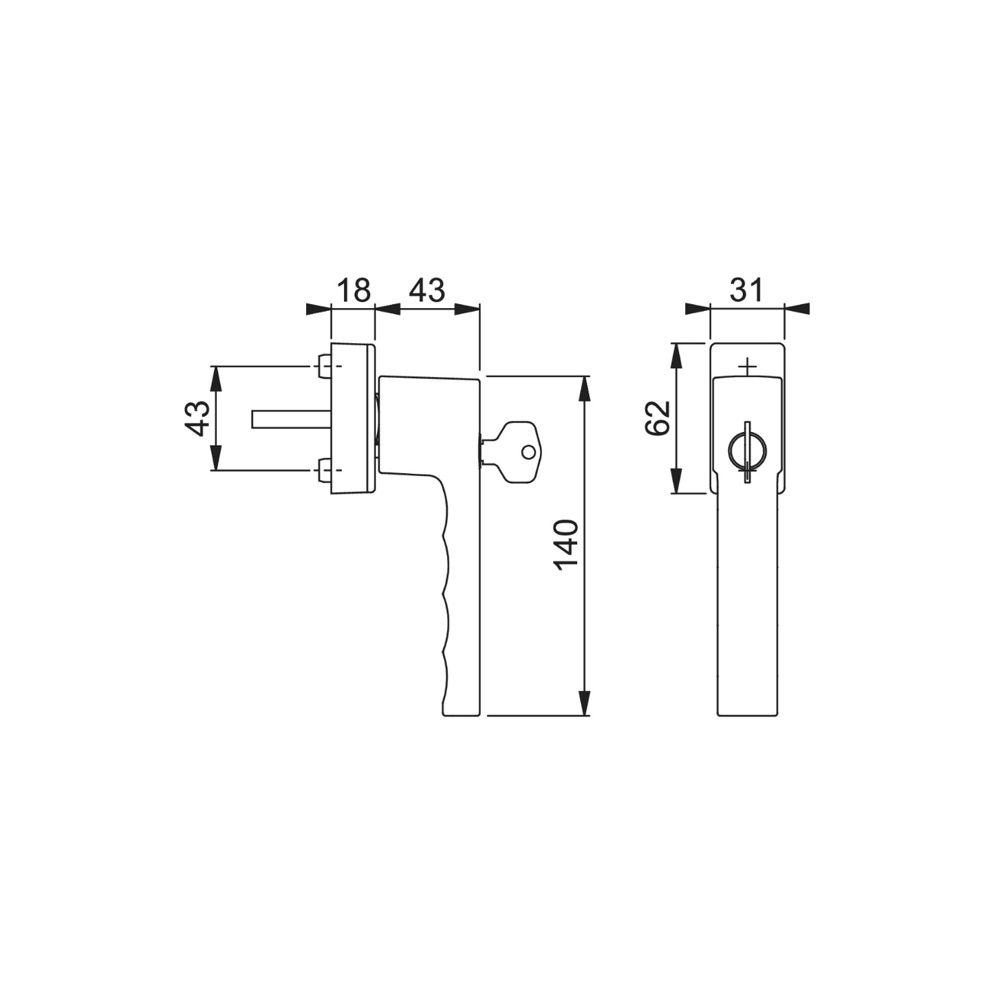 HOPPE Fenstergriff Toulon - Secustik VK7 32–42 mm F1 silberfarbig – abschließbarer Aluminium Dreh‑Kipp‑Griff mit VarioFit®, inkl. Schlüssel und Schrauben