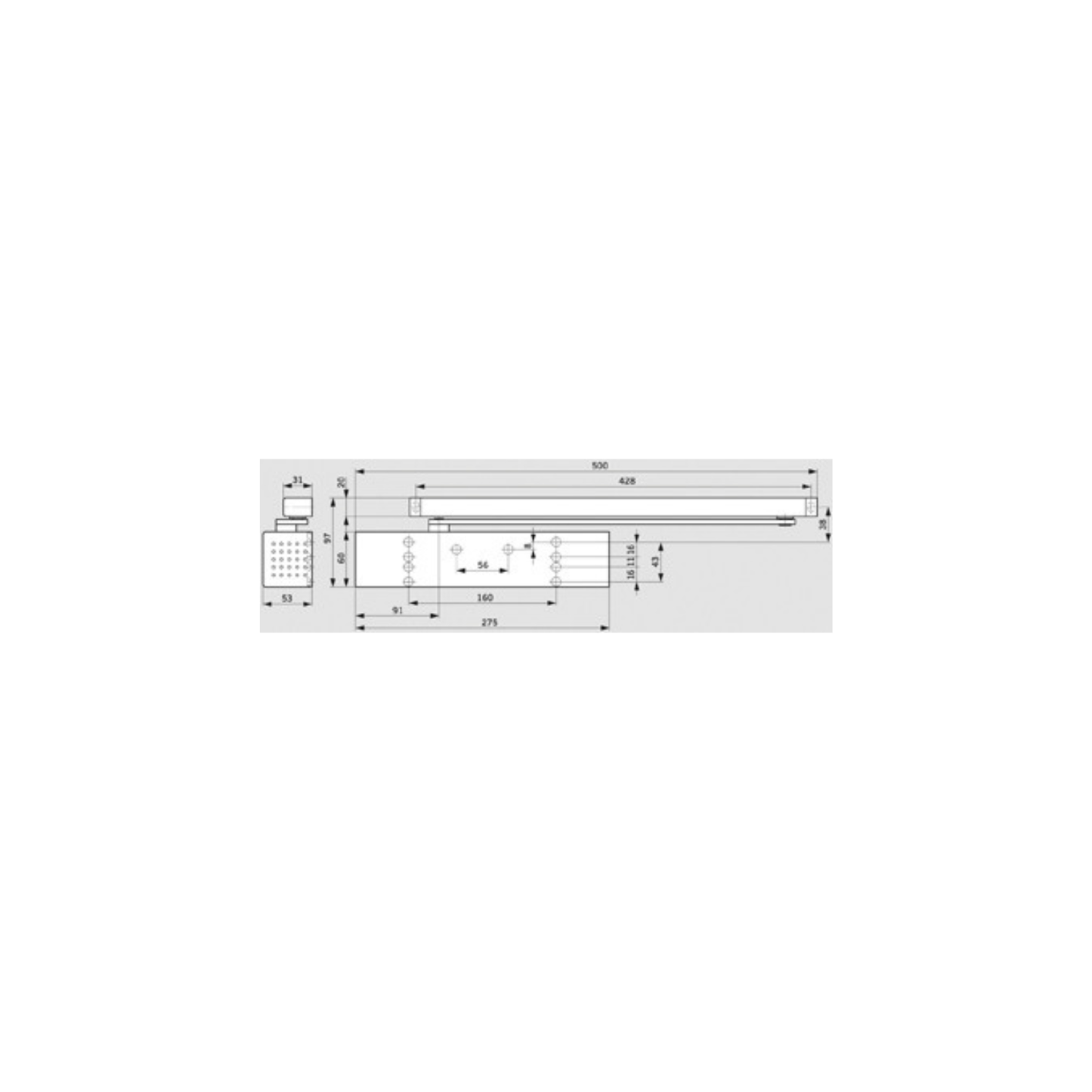 Dormakaba Türschließer TS 93 B Basic BC/ÖD EN 2–5 weiß RAL 9016 mit Gleitschiene