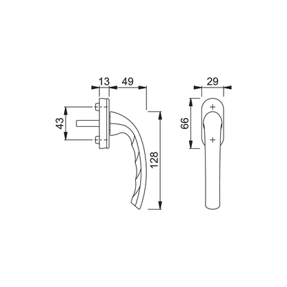 HOPPE Fenstergriff Tokyo aus Aluminium - 7mm Vierkant, 10mm Nocken, 90° Rasterung, verkehrsweiß