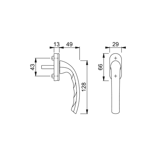 HOPPE Fenstergriff Tokyo aus Aluminium - 7mm Vierkant, 10mm Nocken, 90° Rasterung, verkehrsweiß