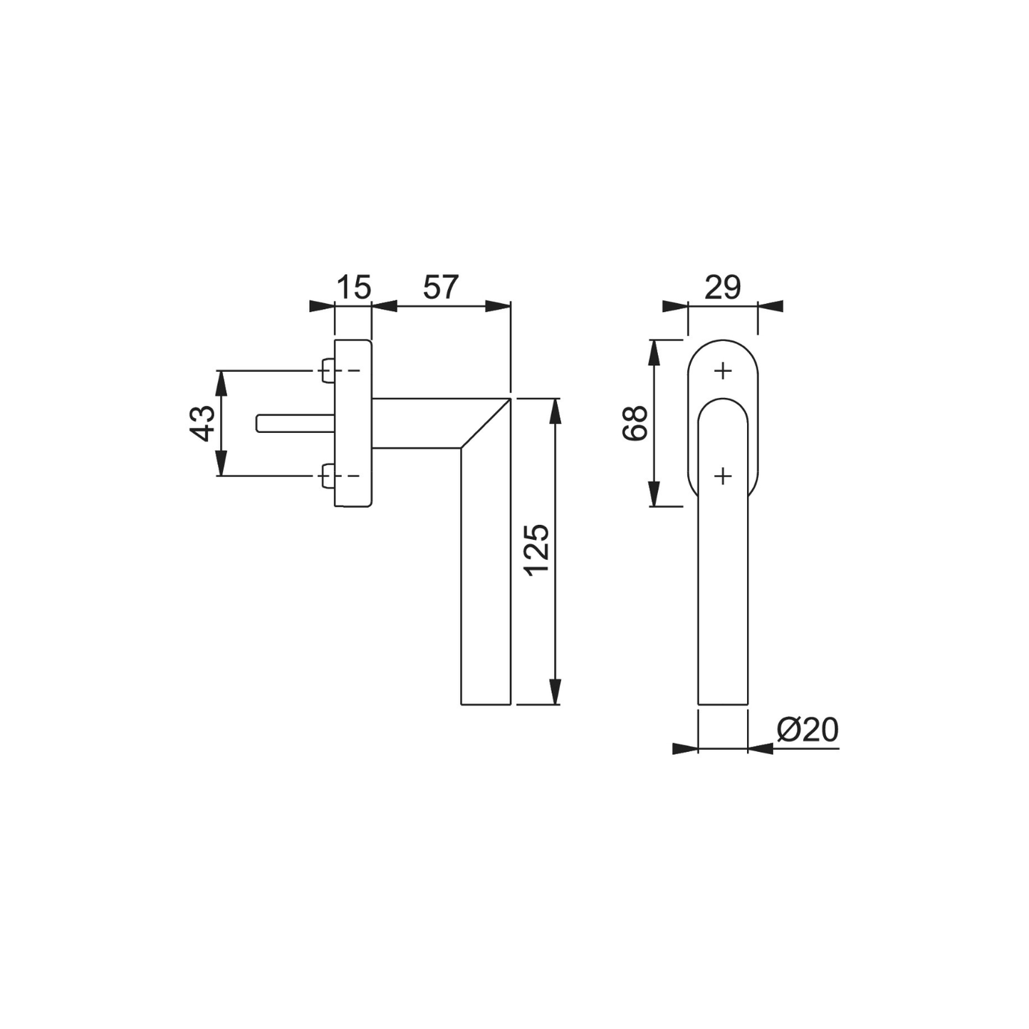 HOPPE Fenstergriff Amsterdam aus Edelstahl - 7mm Vierkant, 90° Rasterung, matt