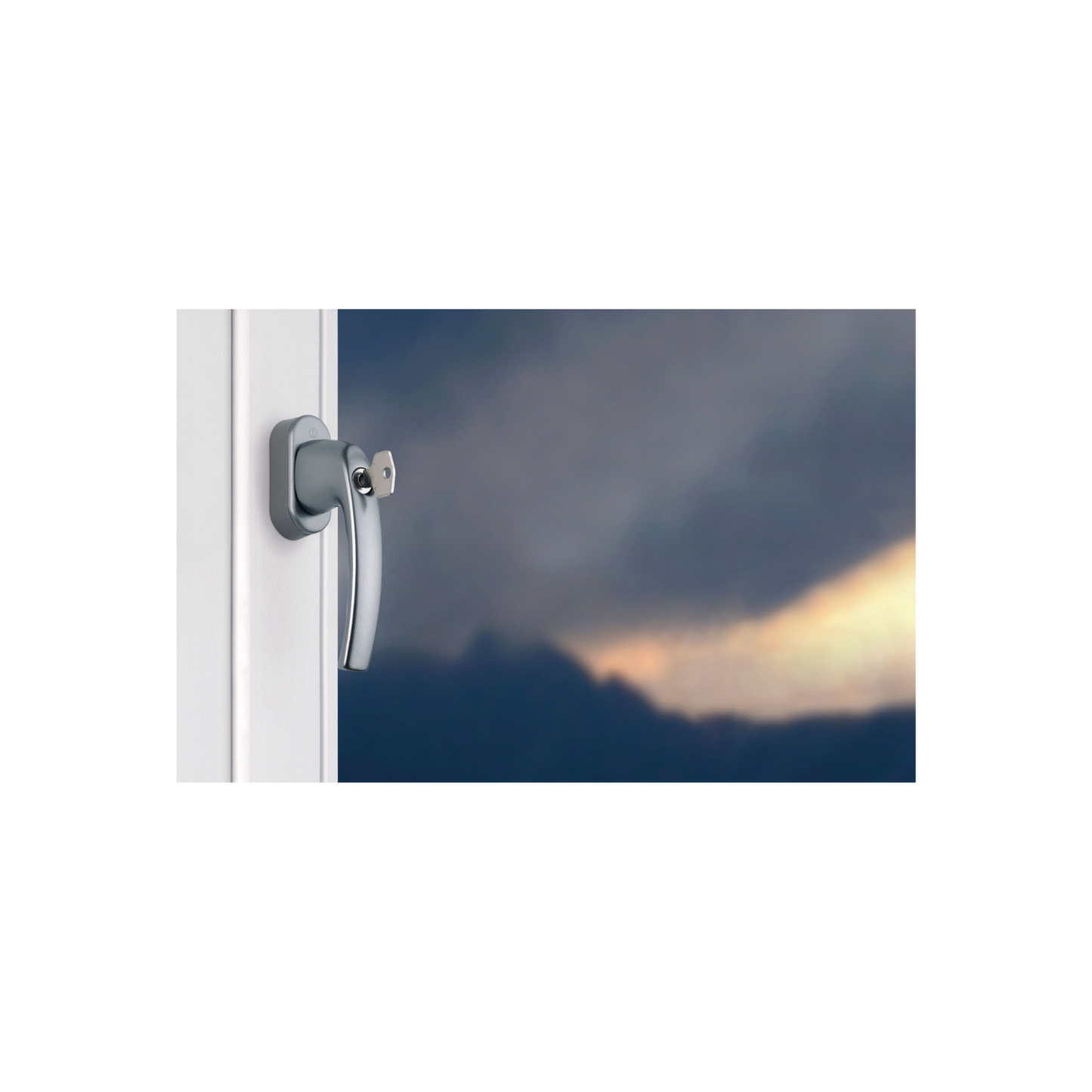 HOPPE Abschließbarer Fenstergriff Atlanta aus Aluminium - Secustik, F9 stahlfarben