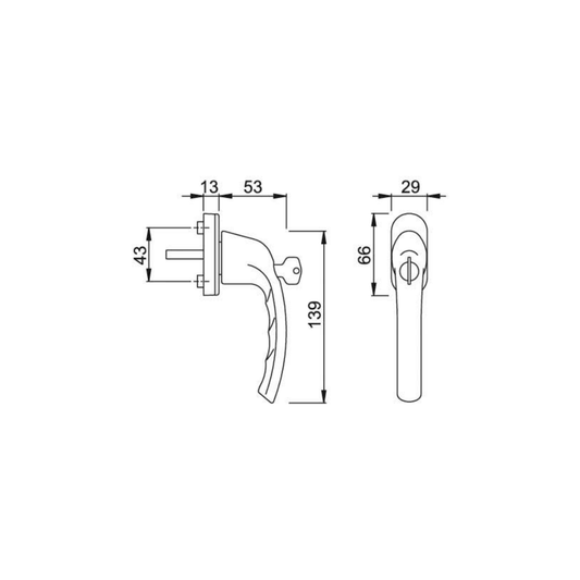 HOPPE Abschließbarer Fenstergriff Tokyo aus Aluminium - 7mm Vierkant, 90° Rasterung, natur